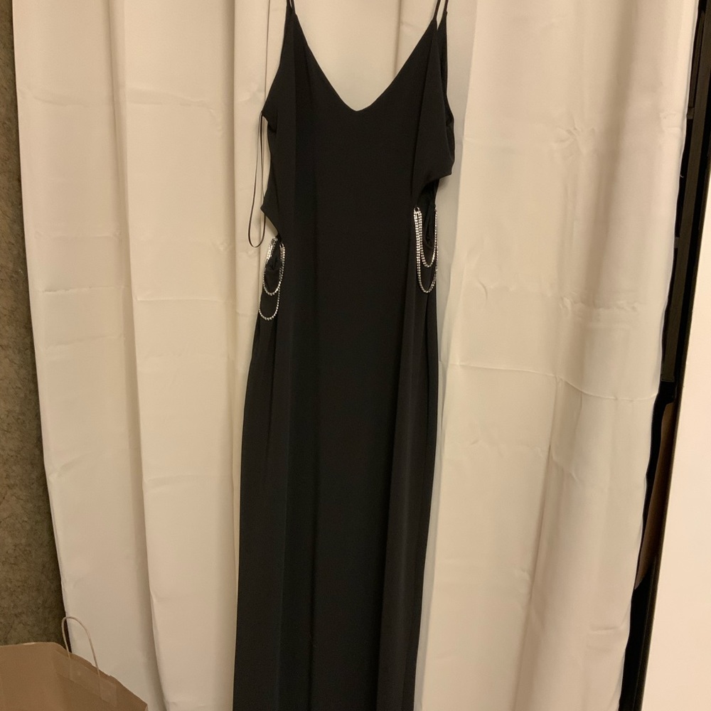 Zara black dress with size cut out long